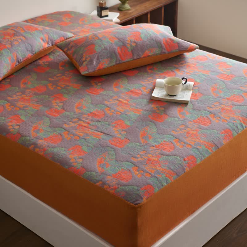 Drap-housse teint en fil en gaze de coton douce de style vintage