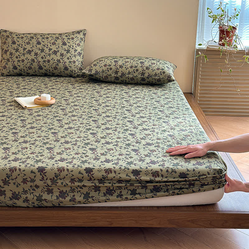 Drap-housse en gaze de coton jacquard à motif floral