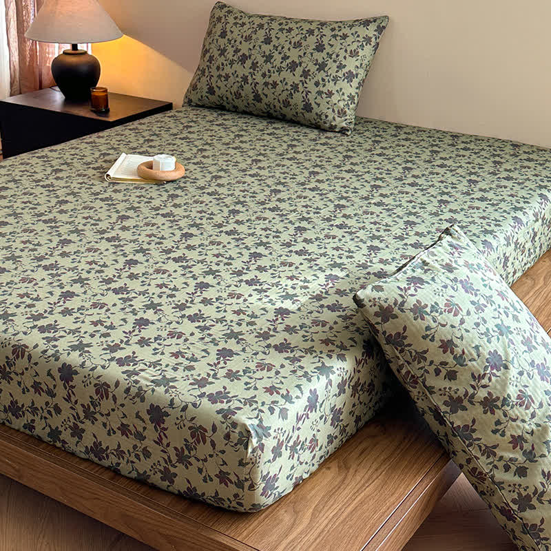 Drap-housse en gaze de coton jacquard à motif floral