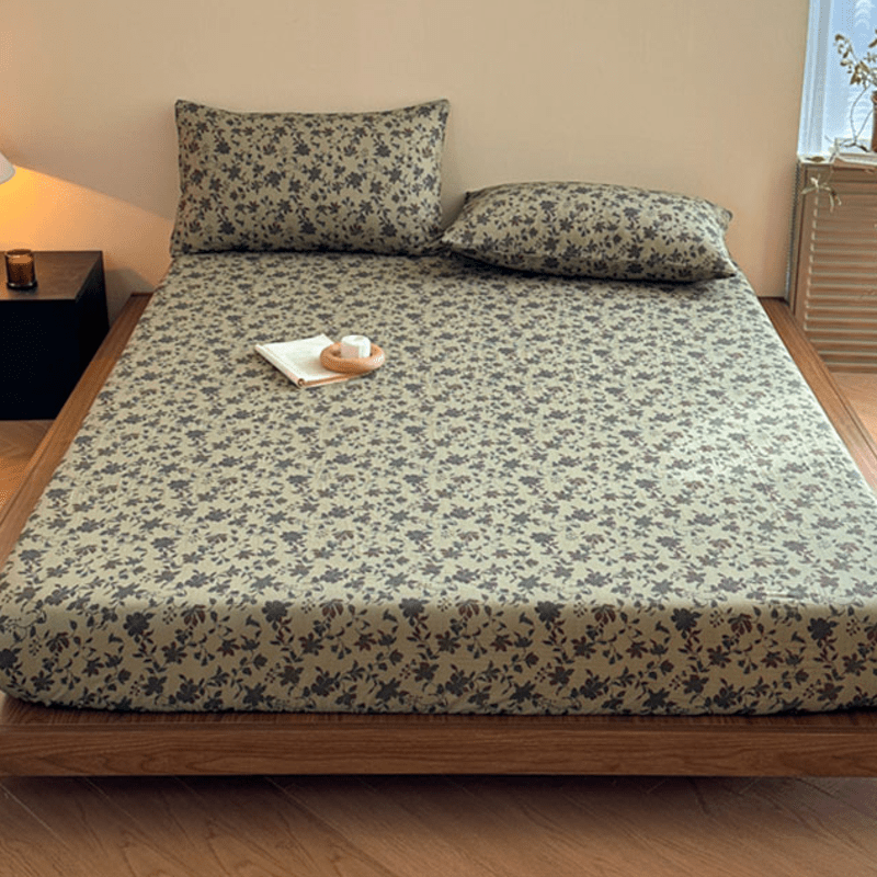 Drap-housse en gaze de coton jacquard à motif floral