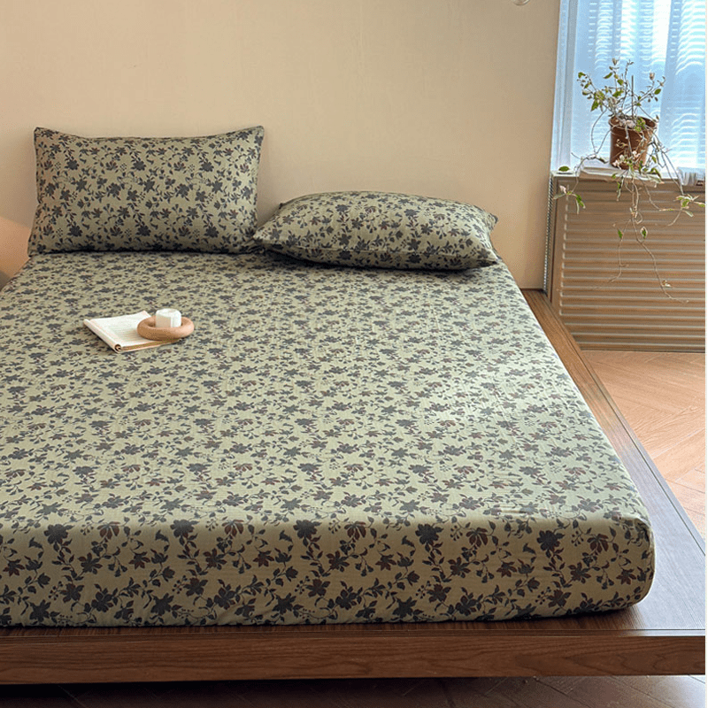 Drap-housse en gaze de coton jacquard à motif floral