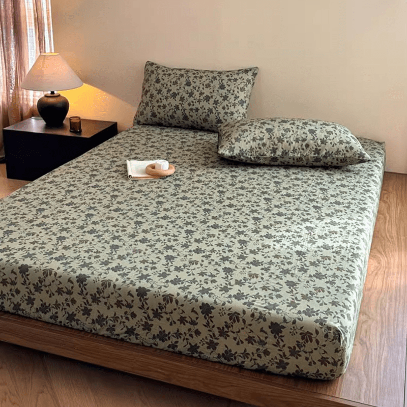 Drap-housse en gaze de coton jacquard à motif floral