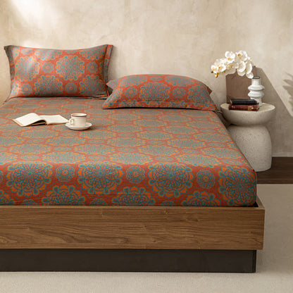 Drap-housse doux en gaze de coton jacquard de style rétro