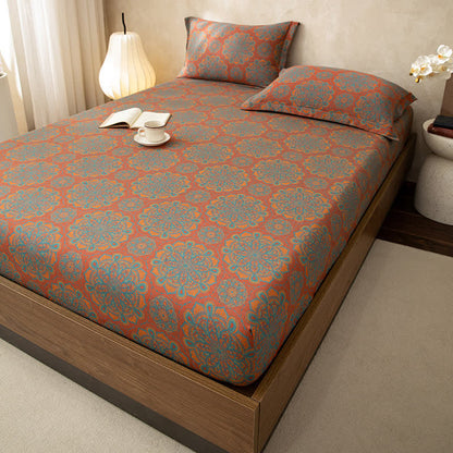 Drap-housse doux en gaze de coton jacquard de style rétro