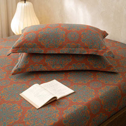 Drap-housse doux en gaze de coton jacquard de style rétro