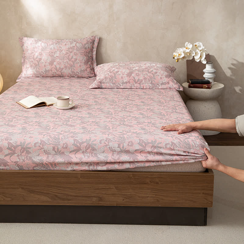 Drap-housse double épaisseur en gaze jacquard à motif floral