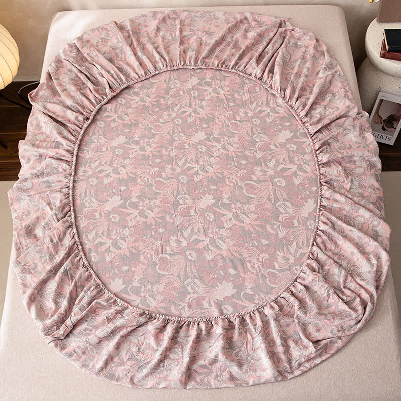Drap-housse double épaisseur en gaze jacquard à motif floral