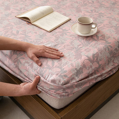 Drap-housse double épaisseur en gaze jacquard à motif floral