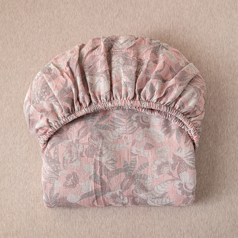 Drap-housse double épaisseur en gaze jacquard à motif floral