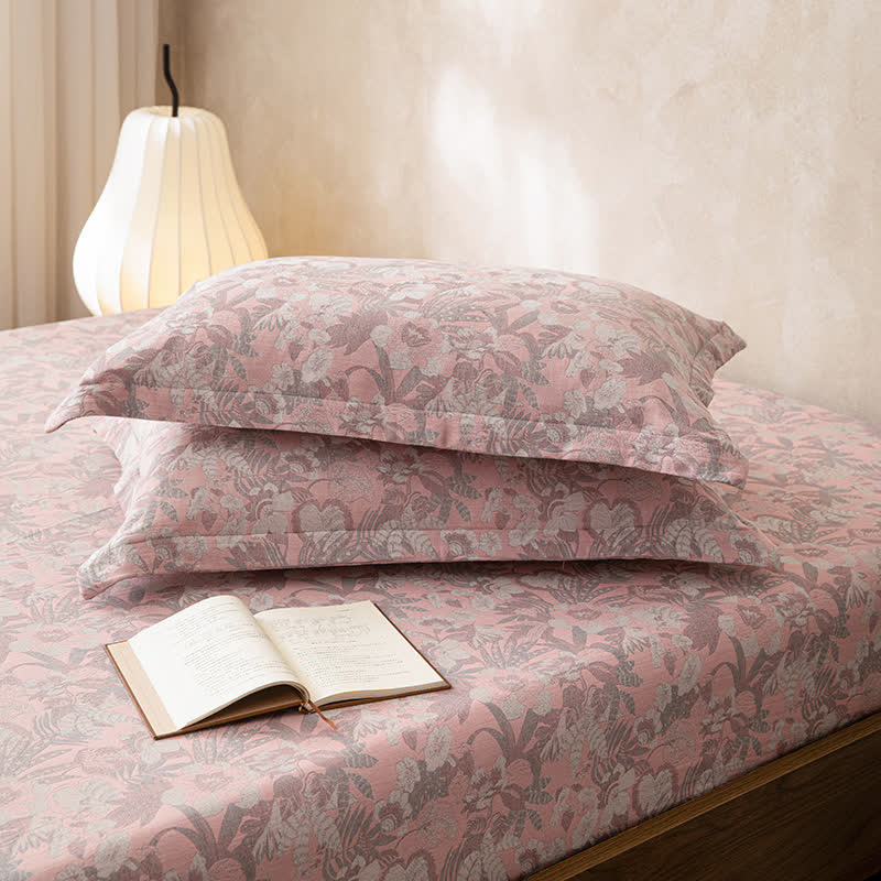 Drap-housse double épaisseur en gaze jacquard à motif floral