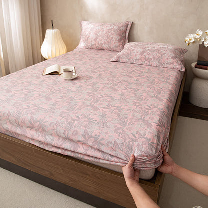 Drap-housse double épaisseur en gaze jacquard à motif floral