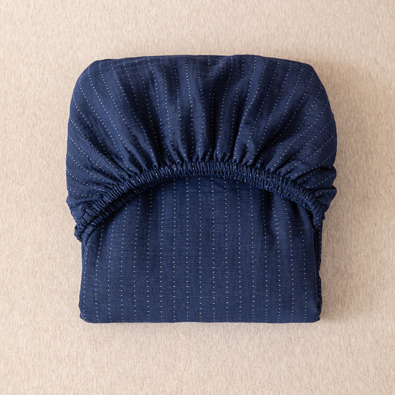 Drap-housse simple, uni, en gaze double épaisseur