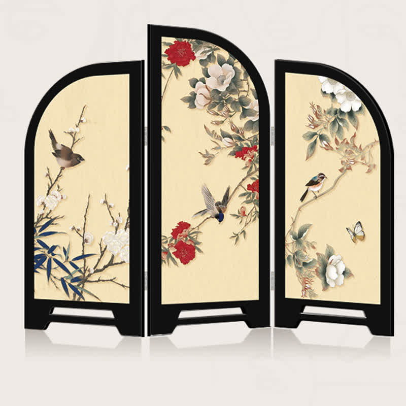 Ornement de bureau décoratif pliable avec oiseau fleuri