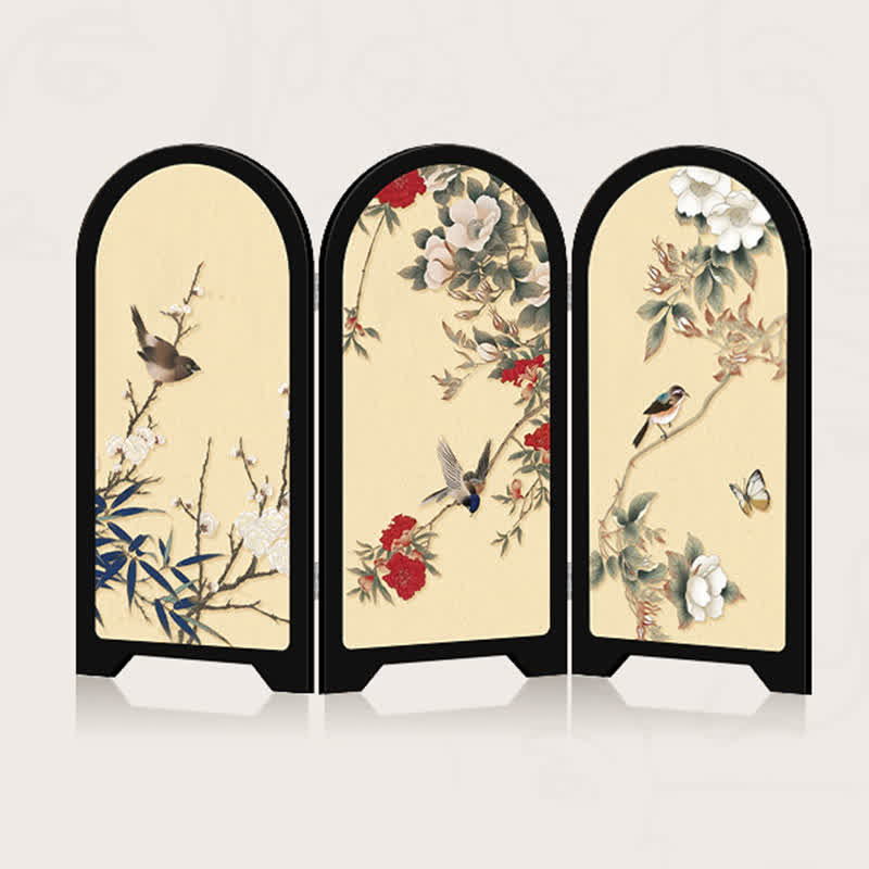 Ornement de bureau décoratif pliable avec oiseau fleuri