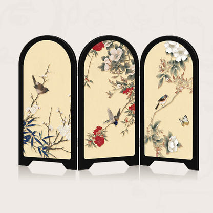 Ornement de bureau décoratif pliable avec oiseau fleuri