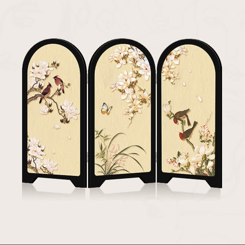 Ornement de bureau décoratif pliable avec oiseau fleuri