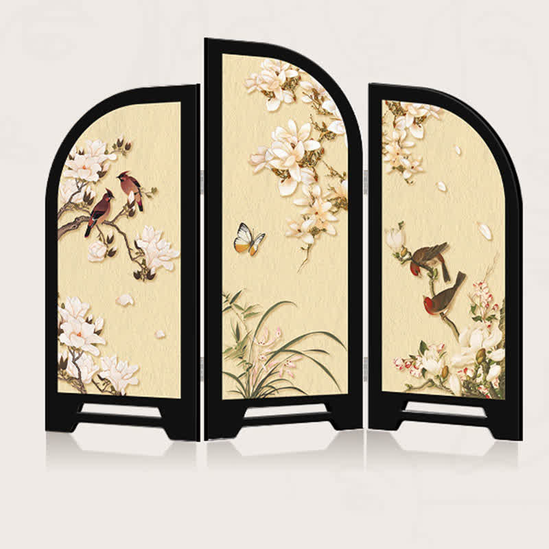 Ornement de bureau décoratif pliable avec oiseau fleuri