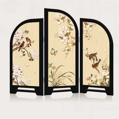 Ornement de bureau décoratif pliable avec oiseau fleuri