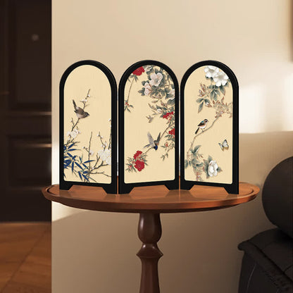 Ornement de bureau décoratif pliable avec oiseau fleuri