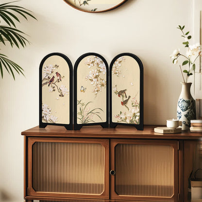 Ornement de bureau décoratif pliable avec oiseau fleuri