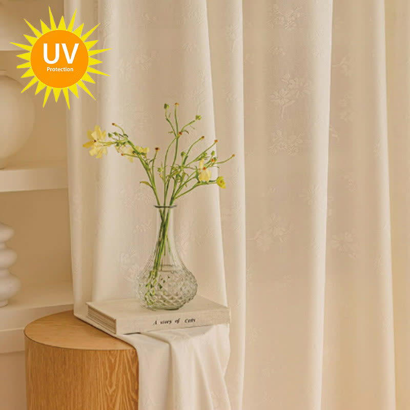Rideau transparent en jacquard français à motif floral