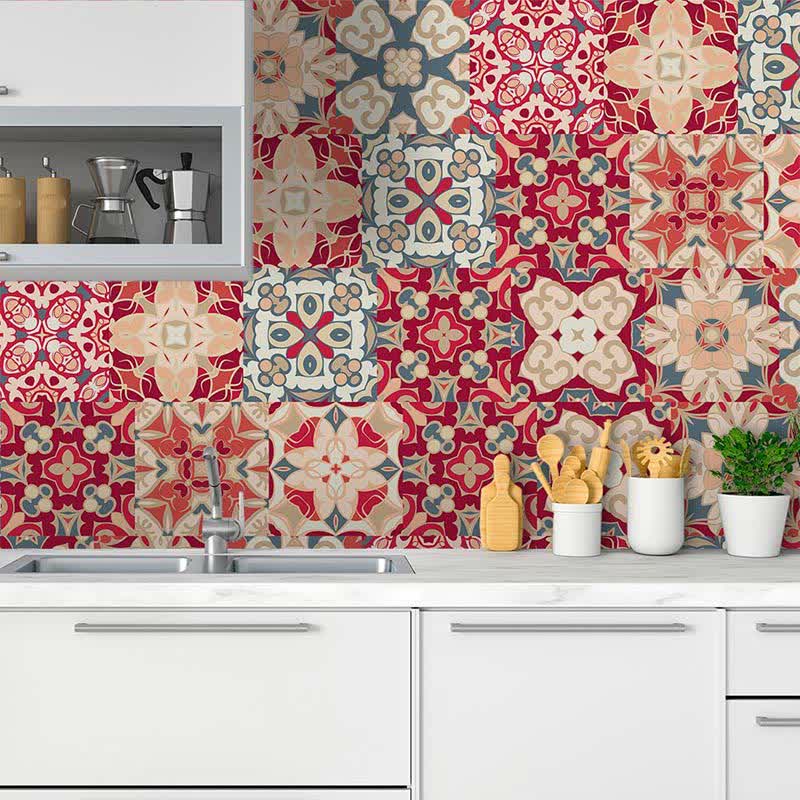 Autocollants de carrelage imperméables marocains pour dosserets de cuisine