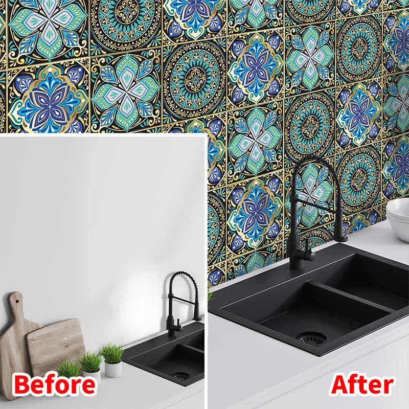 Autocollants pour carrelage imperméables de style mandala