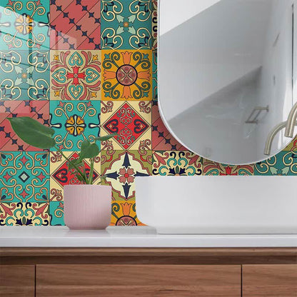 Autocollant de carrelage amovible marocain coloré pour dosseret de cuisine