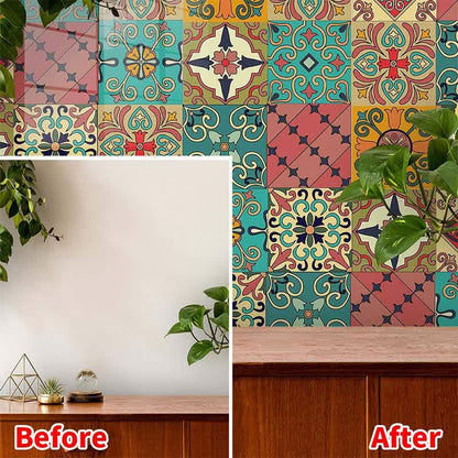 Autocollant de carrelage amovible marocain coloré pour dosseret de cuisine