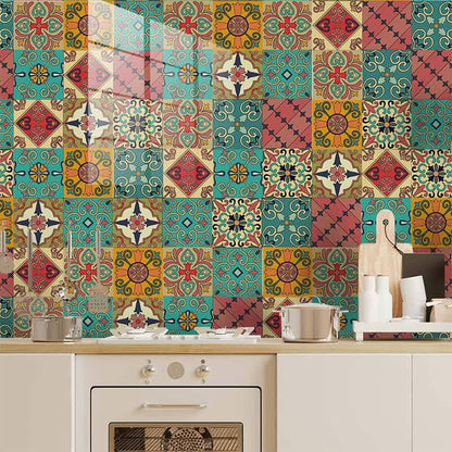 Autocollant de carrelage amovible marocain coloré pour dosseret de cuisine