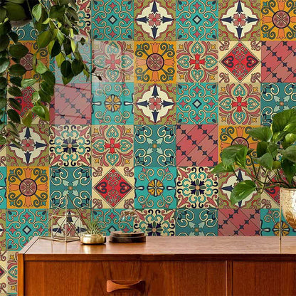 Autocollant de carrelage amovible marocain coloré pour dosseret de cuisine