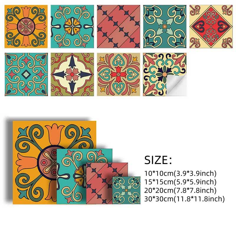 Autocollant de carrelage amovible marocain coloré pour dosseret de cuisine