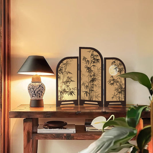 Paravent pliant en bambou de style vintage, ornement de bureau