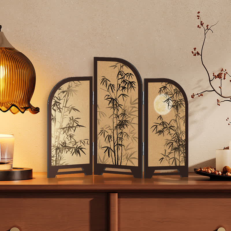 Paravent pliant en bambou de style vintage, ornement de bureau