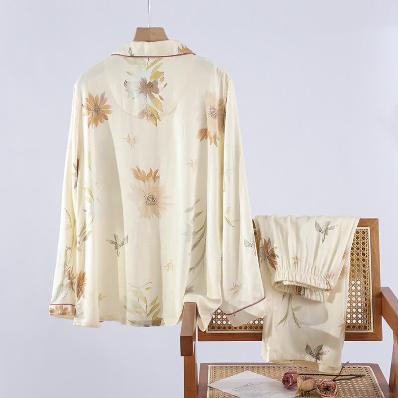 Ensemble pyjama décontracté et doux en satin pastel