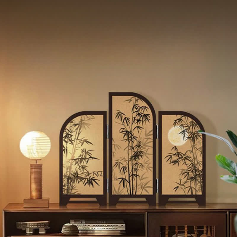 Paravent pliant en bambou de style vintage, ornement de bureau