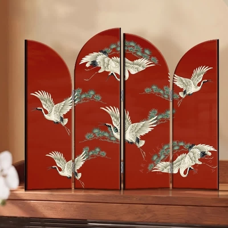 Décoration de bureau pliable « Grue à couronne rouge rurale »