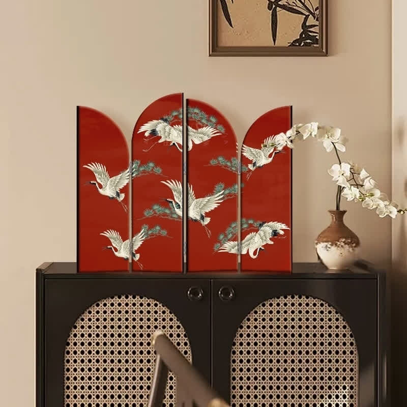 Décoration de bureau pliable « Grue à couronne rouge rurale »