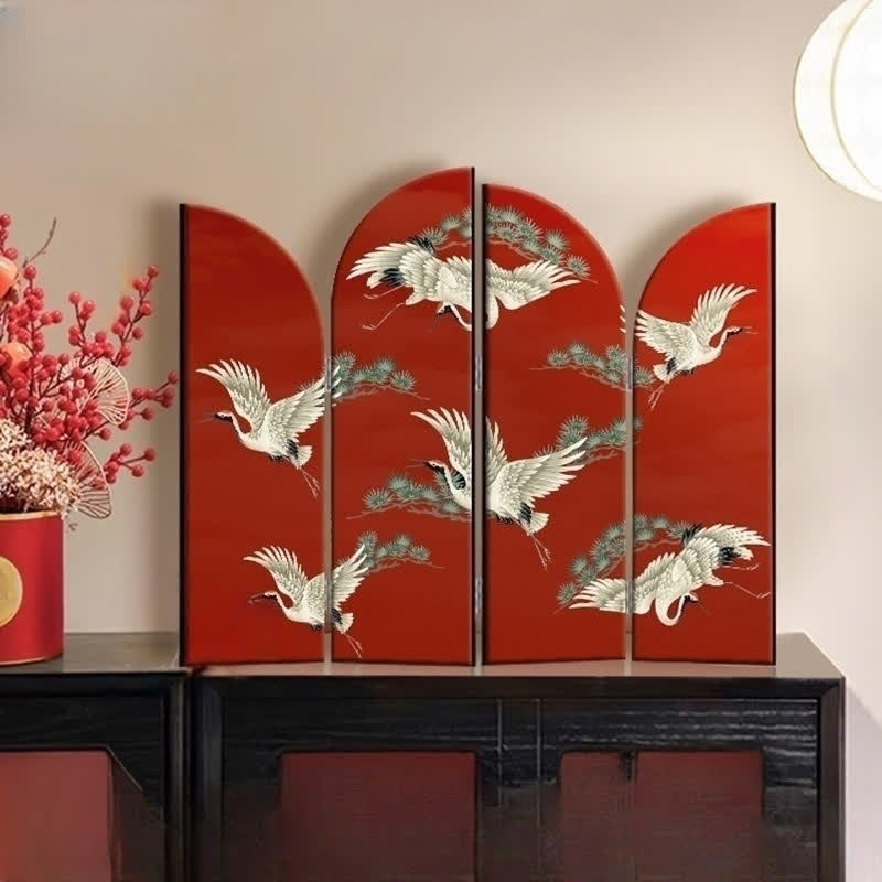 Décoration de bureau pliable « Grue à couronne rouge rurale »