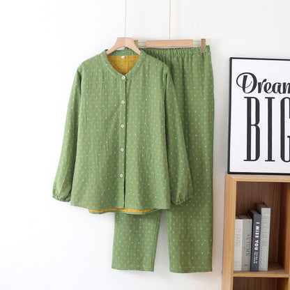 Ensemble pyjama en gaze de coton doux avec patte de boutonnage