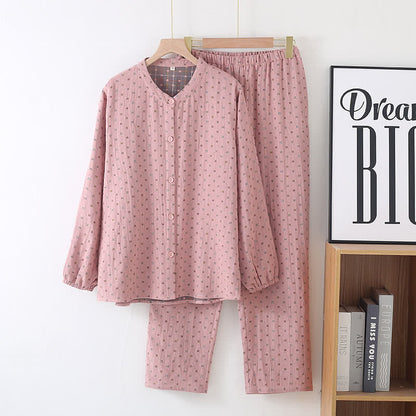 Ensemble pyjama en gaze de coton doux avec patte de boutonnage