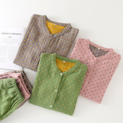 Ensemble pyjama en gaze de coton doux avec patte de boutonnage