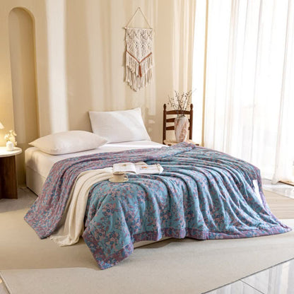 Couette en gaze double épaisseur en coton teint en fil