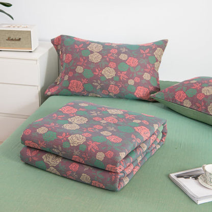 Linge de lit confortable en gaze de coton au style rose vintage