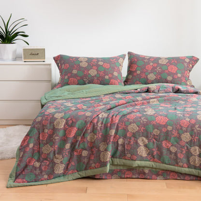 Linge de lit confortable en gaze de coton au style rose vintage