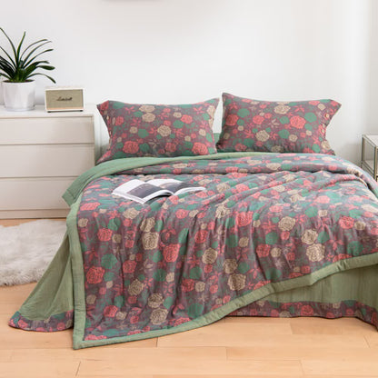 Linge de lit confortable en gaze de coton au style rose vintage