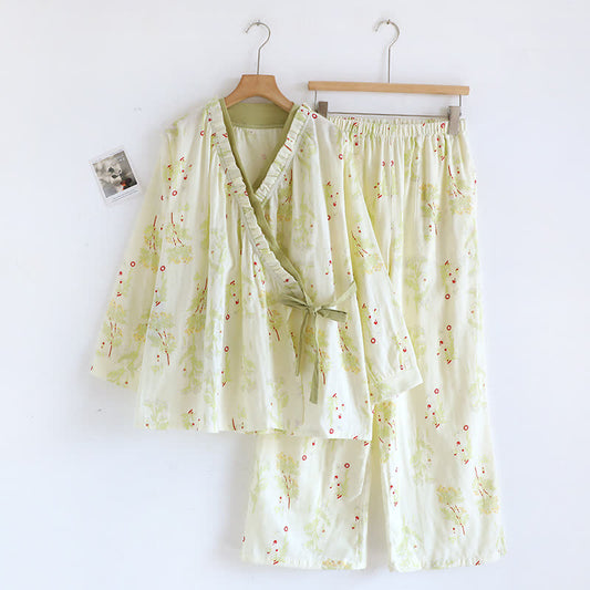 Ensemble de nuit en coton country avec col incliné