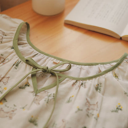 Chemise de nuit en gaze de coton douce « Lapin rural »