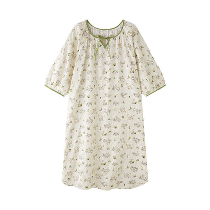 Chemise de nuit en gaze de coton douce « Lapin rural »