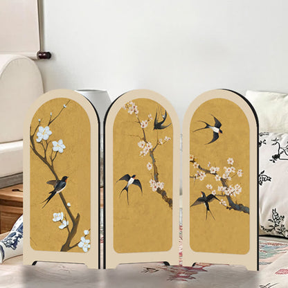 Ornement pliable avec motif d'oiseau volant et de fleur